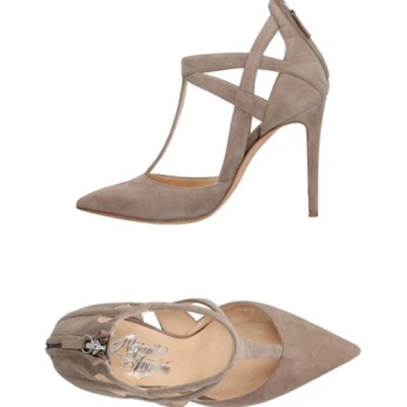 Alejandro Ingelmo Closed Pointed Toe Suede Leather Strappy Heels Size 36.5 / 6.5 - Picture 1 of 15